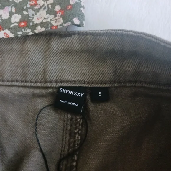 Shein Sxy • Women's Army Green High Waist Cargo Flap Pocket Denim Jean Skirt - Picture 11 of 16